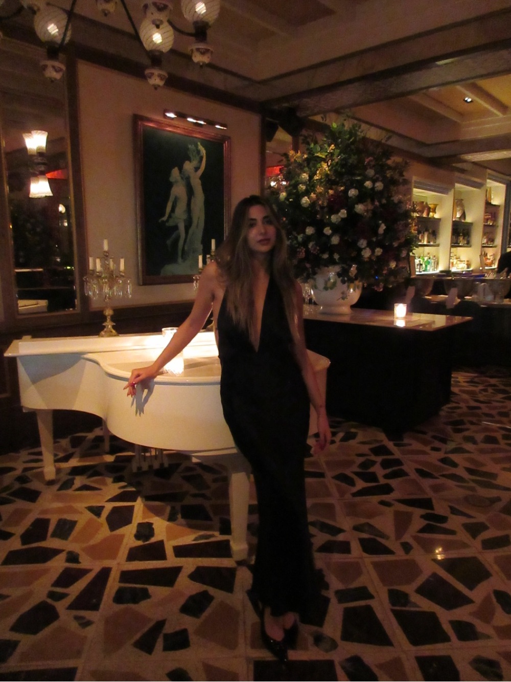 Elegant Black Satin open back dress